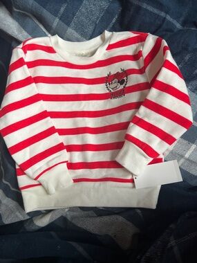 Minnie Mouse Red & White Striped 2T Sweatshirt